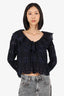 See By Chloe Navy Lace Ruffle Detail Long Sleeve Top Size 34