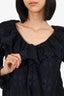 See By Chloe Navy Lace Ruffle Detail Long Sleeve Top Size 34