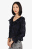 See By Chloe Navy Lace Ruffle Detail Long Sleeve Top Size 34