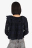 See By Chloe Navy Lace Ruffle Detail Long Sleeve Top Size 34