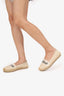 Chloe Cream Leather/Canvas 'Chloe' Espadrilles Size 41