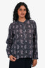 Isabel Marant Etoile Navy/Pink Patterned Sheer Blouse Size 34