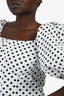 Caroline Constas White/Black Polka Dot Puff Sleeve Top Size M