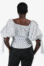 Caroline Constas White/Black Polka Dot Puff Sleeve Top Size M