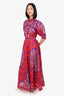 Zimmermann Purple/Red Floral Print Puff Sleeve Belted Maxi Dress Size 2