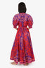 Zimmermann Purple/Red Floral Print Puff Sleeve Belted Maxi Dress Size 2