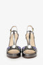 Prada Silver Metallic Crystal Embellished T-Strap Pumps Size 35