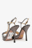 Prada Silver Metallic Crystal Embellished T-Strap Pumps Size 35