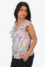 Pre-Loved Chanel™ Multicolour Silk Printed Ruffled Sleeveless Blouse Size 38