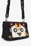 Prada Black/White Leather Robot Flap Shoulder Bag