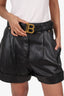 Balmain Black Leather Belted Shorts Size 38