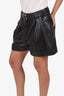 Balmain Black Leather Belted Shorts Size 38