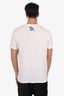 Gucci White Logo Floral Embroidered Distressed T-Shirt Size M