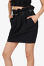 Elizabeth and James Black Wool Pleated Belted Mini Skirt Size XS