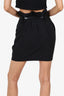 Elizabeth and James Black Wool Pleated Belted Mini Skirt Size XS