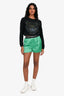 T by Alexander Wang Green Silk Logo Shorts Size XXS