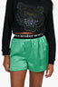T by Alexander Wang Green Silk Logo Shorts Size XXS