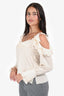 Stella McCartney Cream Silk Cold Shoulder Ruffle Blouse Size 38