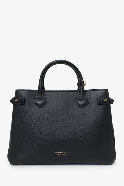 Burberry Black/Nova Print/Leather Top Handle Bag With Strap – Mine