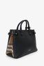 Burberry Black/Nova Print/Leather Top Handle Bag With Strap