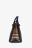 Burberry Black/Nova Print/Leather Top Handle Bag With Strap