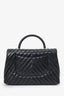 Pre-Loved Chanel™ Black Leather Chevron Coco Top Handle With Strap