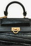 Salvatore Ferragamo Black Python/Crocodile/Ostrich Embossed Leather Sofia Top Handle Bag with Strap