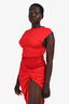 Christopher Esber Red 'Fusion Ruched Micro Dress Size 8 AU