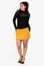 Gucci Yellow/Black Tweed Horsebit Mini Skirt Size 40