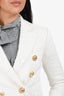 Balmain White Cotton Blend Tweed Double Breasted Blazer Size 38