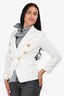 Balmain White Cotton Blend Tweed Double Breasted Blazer Size 38