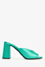 Prada Green Satin Triangle Heeled Mules Size 38