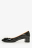 Salvatore Ferragamo Black/Gold Patent Leather Bow Block Heels Size 8