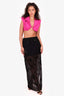 Camila Coelho Black Sheer Beaded Midi Skirt Size S