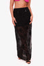 Camila Coelho Black Sheer Beaded Midi Skirt Size S