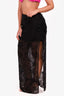 Camila Coelho Black Sheer Beaded Midi Skirt Size S