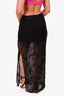 Camila Coelho Black Sheer Beaded Midi Skirt Size S