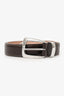 Khaite Brown/White Top Stitch Leather Belt Size 90