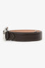 Khaite Brown/White Top Stitch Leather Belt Size 90