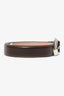 Khaite Brown/White Top Stitch Leather Belt Size 90
