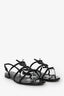 Saint Laurent Black Patent Cassandra YSL Flat Sandals Size 37.5