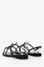 Saint Laurent Black Patent Cassandra YSL Flat Sandals Size 37.5