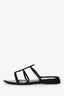 Saint Laurent Black Patent Cassandra YSL Flat Sandals Size 37.5