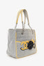 Pre-Loved Chanel™ 2005-06 Yellow/Grey CC Camellia No. 5 Choco Bar Canvas Tote