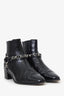 Pre-Loved Chanel™ Black Patent Cap-Toe CC Moto Boots Size 38.5