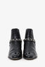 Pre-Loved Chanel™ Black Patent Cap-Toe CC Moto Boots Size 38.5