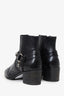 Pre-Loved Chanel™ Black Patent Cap-Toe CC Moto Boots Size 38.5