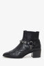 Pre-Loved Chanel™ Black Patent Cap-Toe CC Moto Boots Size 38.5