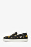 Christian Louboutin Black Leather Embellished Slip On Sneakers Size 38