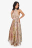 Zimmermann Pink/Green Paisley Print Sleeveless Halter Neck Dress With Belt Size 2
